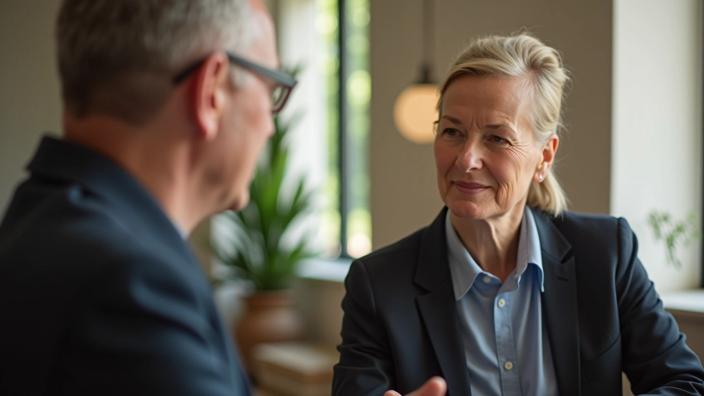 Adults in conversation during a coaching session